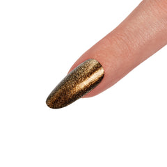 Seche FX Diamond Effect Top Coat Gold applied on top of black nail color